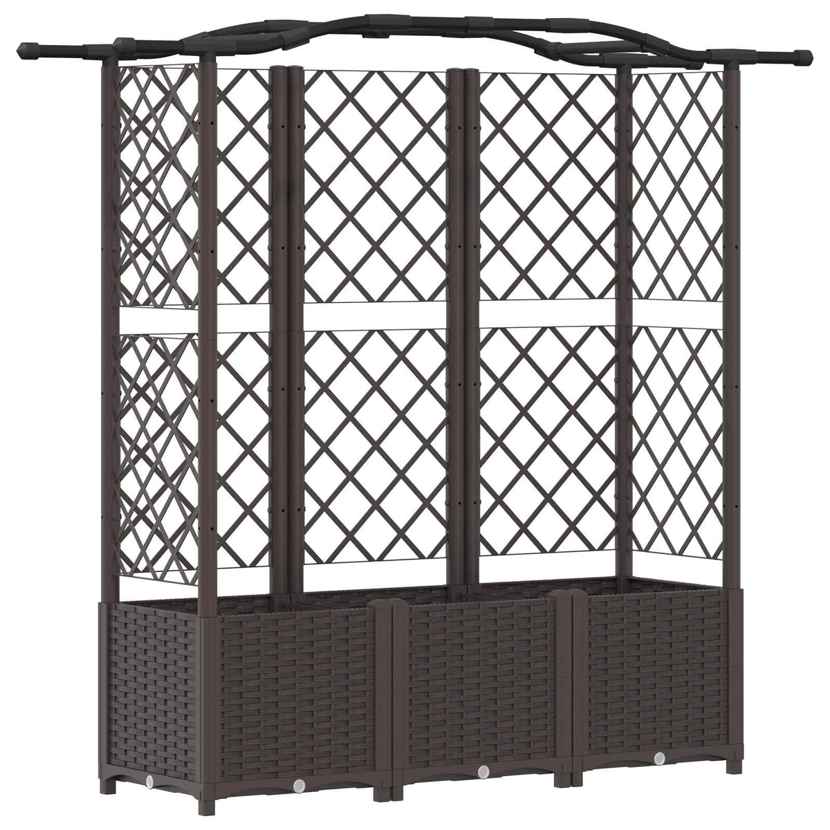 Cama Elevada Con Trellis Y Techo Marrón 163 X 40 X 138 Cm Pp_0