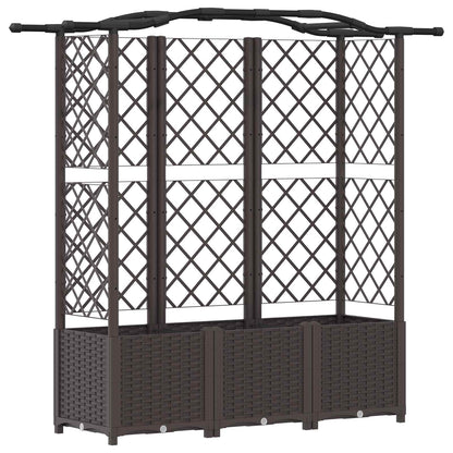 Cama Elevada Con Trellis Y Techo Marrón 163 X 40 X 138 Cm Pp_0