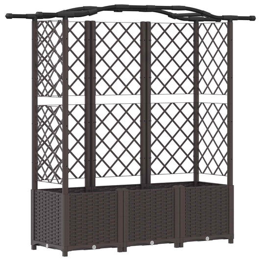 Cama Elevada Con Trellis Y Techo Marrón 163 X 40 X 138 Cm Pp_0