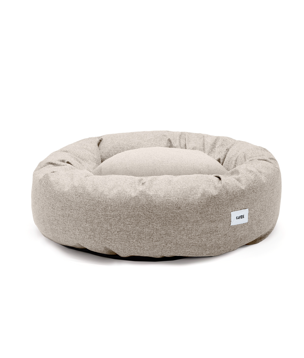 Cafide Cama Donut Para Perro Con Tejido De Chenilla Beige. Modelo Nuba. Talla M (80x80x20 Cm)_0