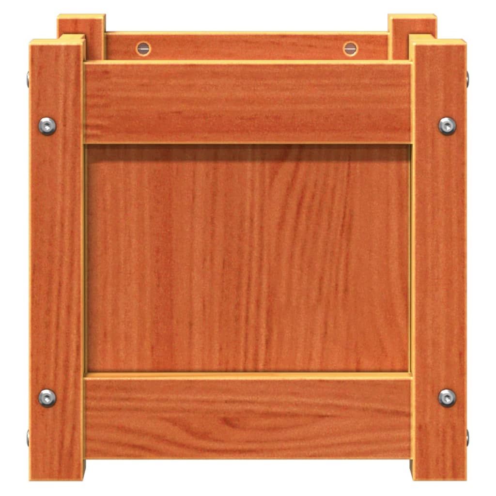 Jardinera Exterior Madera Maciza Pino Marrón Cera 31x31x31 Cm_4