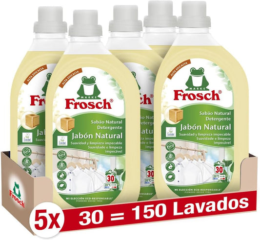 Embalagem de 5 detergentes naturais para sabão, Frosch, 1500 ml
