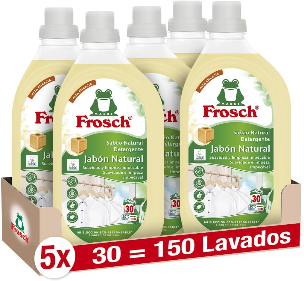 Embalagem de 5 detergentes naturais para sabão, Frosch, 1500 ml