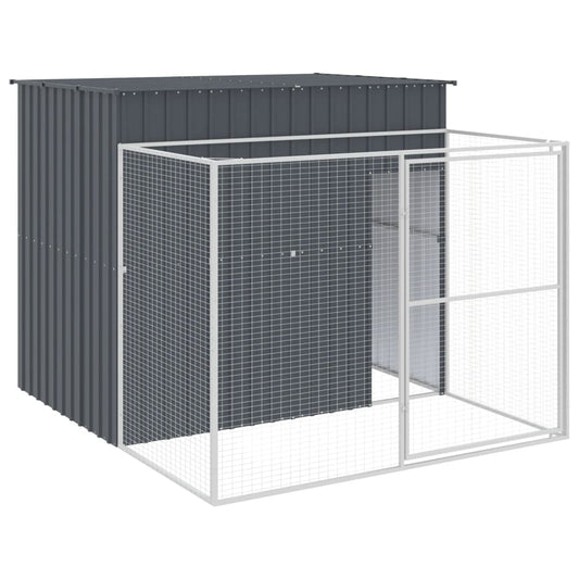 Caseta Perros Con Corral Acero Galvanizado Gris 214x253x181 Cm_0
