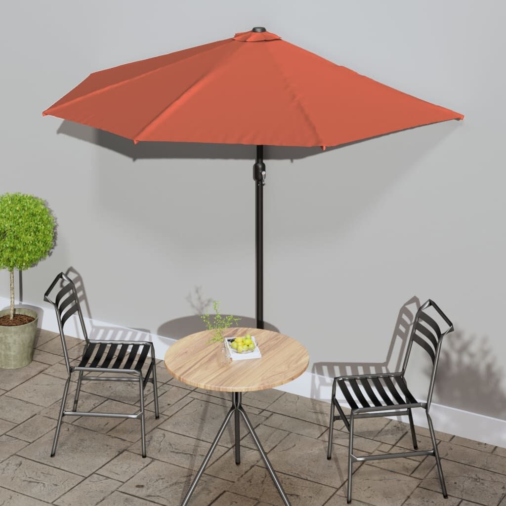 Vidaxl Sombrilla Balcón Semicircular Aluminio Terracota 270x144x222 Cm_1