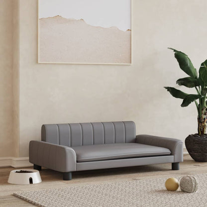 Cama Para Perros De Cuero Sintético Gris 90x53x30 Cm / Vetonek_5