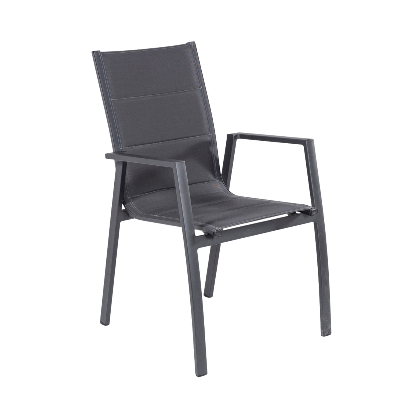 Sillón De Exterior, Acolchado Y Apilable, Aluminio Y Textilene, Color Antracita, 57x69x94 Cm_0