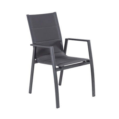 Sillón De Exterior, Acolchado Y Apilable, Aluminio Y Textilene, Color Antracita, 57x69x94 Cm_0