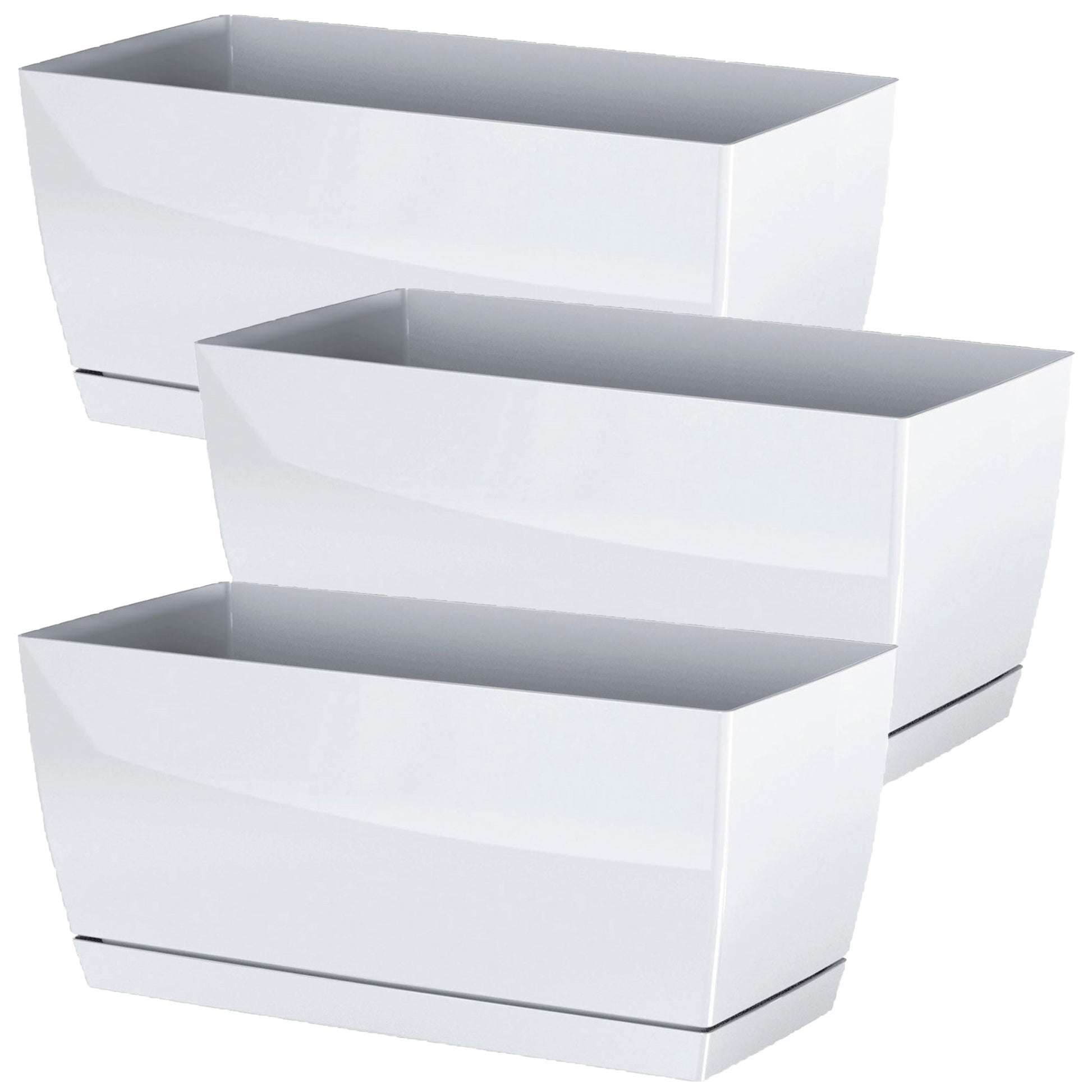 3x Jardinera De Plastico Coubi Case P En Color Blanco 24 (largo) X 12 (ancho) X 11 (altura) Cm