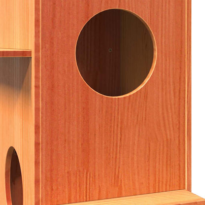 Casa Para Gatos Cera Marrón 43x43x90 Cm Madera Maciza Pino_5