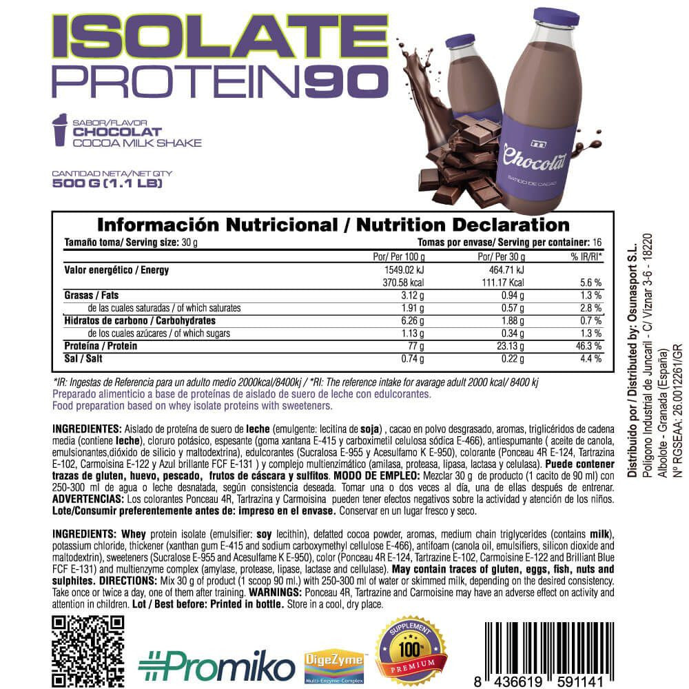 Isolate 90 Cfm - 500 G - Batido Chocolat - Aumenta La Masa Muscular - Masmusculo_5