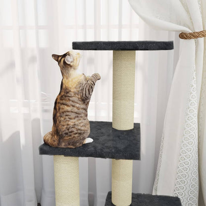 Rascador Para Gatos Con Postes De Sisal Gris Oscuro 92 Cm_2