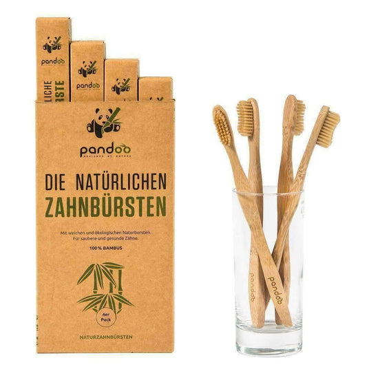 Embalagem de 4 escovas de dentes de bambu Pandoo