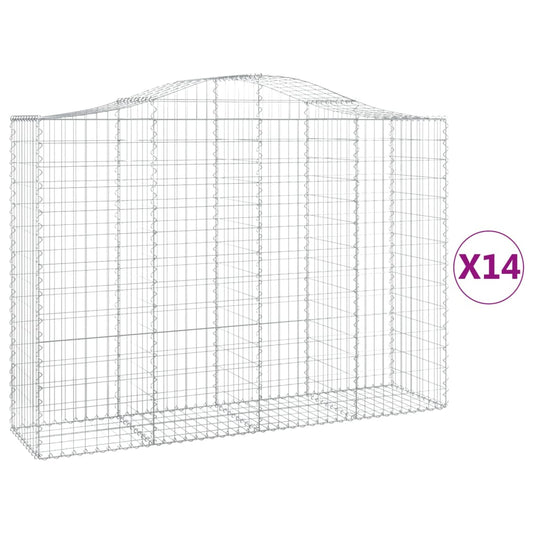 Cestas Gaviones 14 Uds Forma De Arco Hierro 200x50x140/160 Cm_0