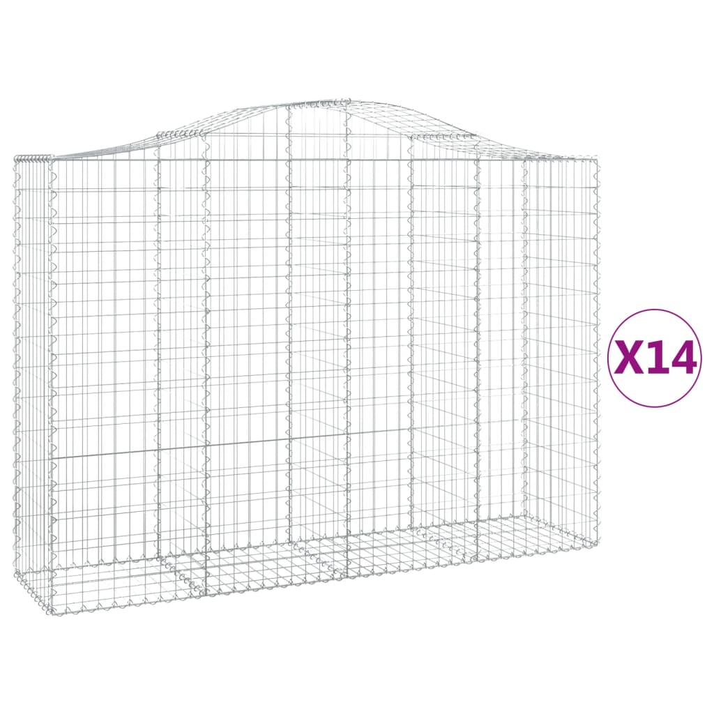 Cestas Gaviones 14 Uds Forma De Arco Hierro 200x50x140/160 Cm_0
