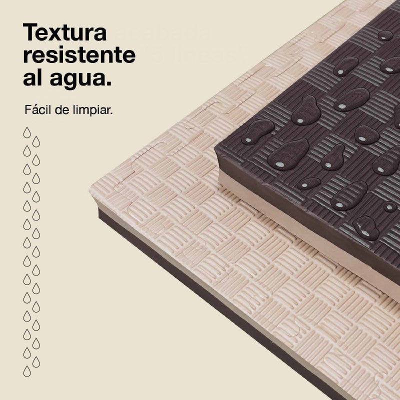Jowy Tatami Puzzle 4cm 100x100cm, Pack 4 Unidades – Superficie 5 Líneas Marrón/beige_4