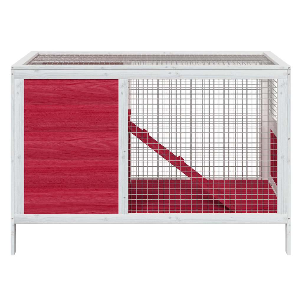 Conejera De Madera Maciza De Pino Roja 103x44x69,5 Cm_2
