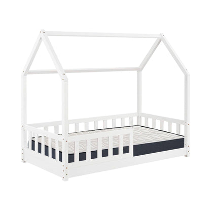 Cama Infantil Cabaña Bosco Blanco 90x190cm Con Colchón Zent Roller Transpirable_0