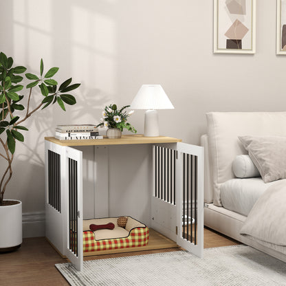 Pawhut Jaula Para Perros Medianos Con Puertas Comedero Giratorio De 360° Blanco_4