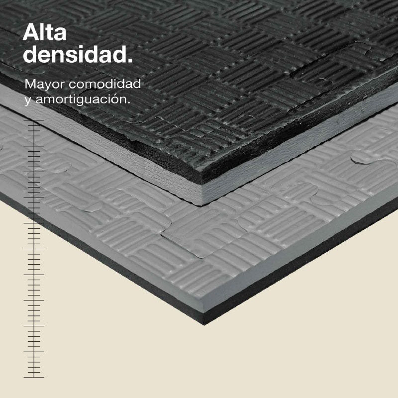 Jowy Tatami Puzzle 2,5cm 100x100cm – Superficie 5 Líneas Gris/negro_1