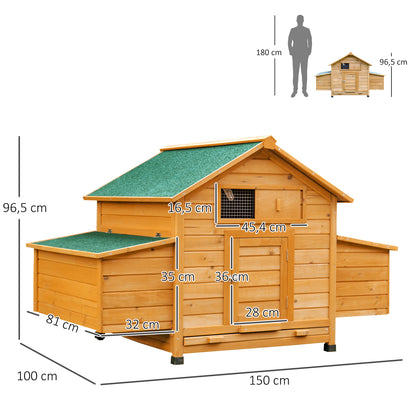 Pawhut Gallinero De Madera Con Bandeja Techo Abatible 2 Nidos Y Bandeja_2
