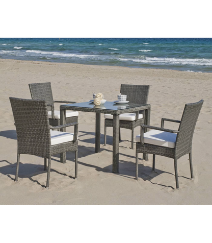 Pack De 2 Sillones Huitex Apilables Con Cojines Mali Acabado Ratan Sintetico Gris, 90cm(al_5