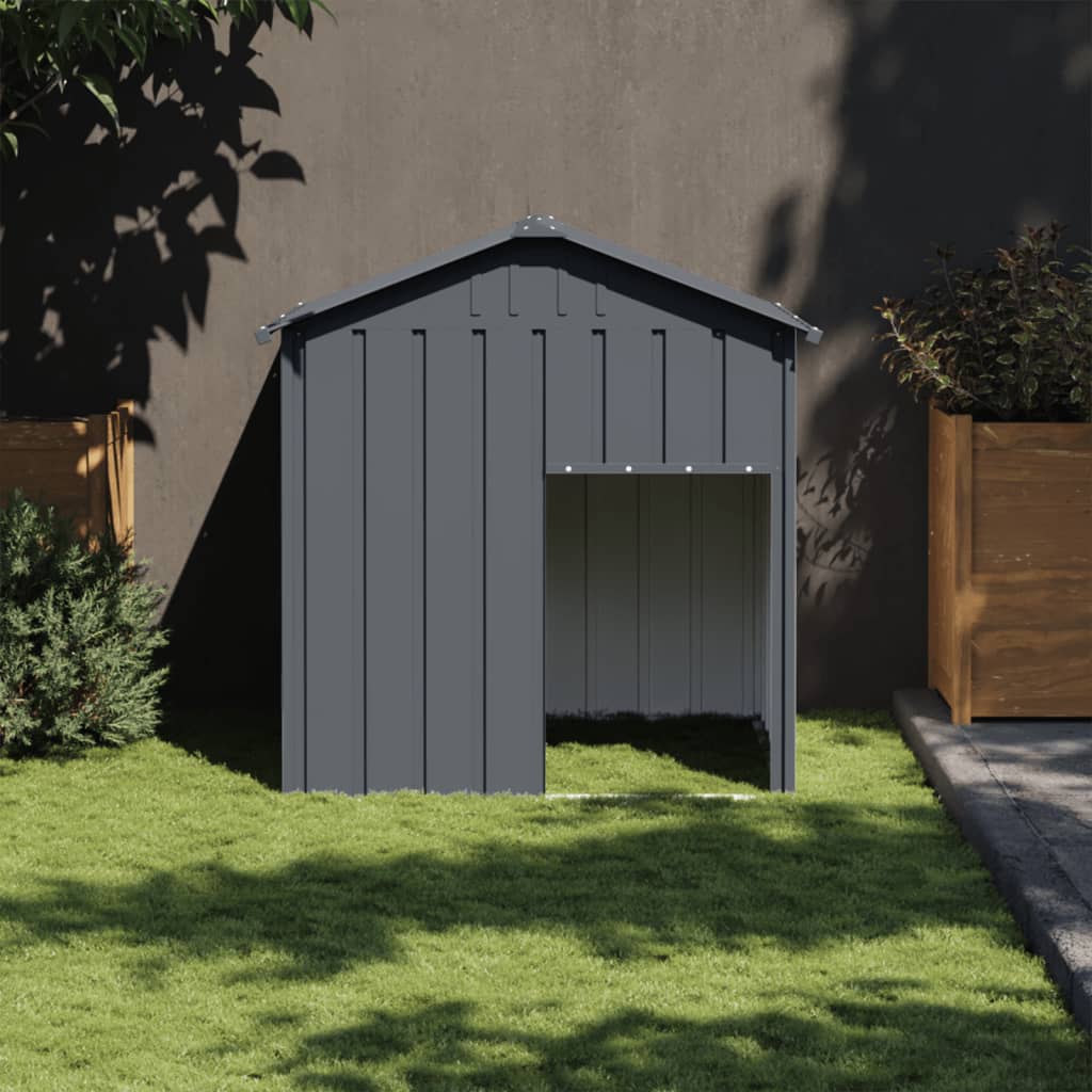 Caseta Perros Con Tejado Acero Galvanizado Gris 117x103x123cm_1