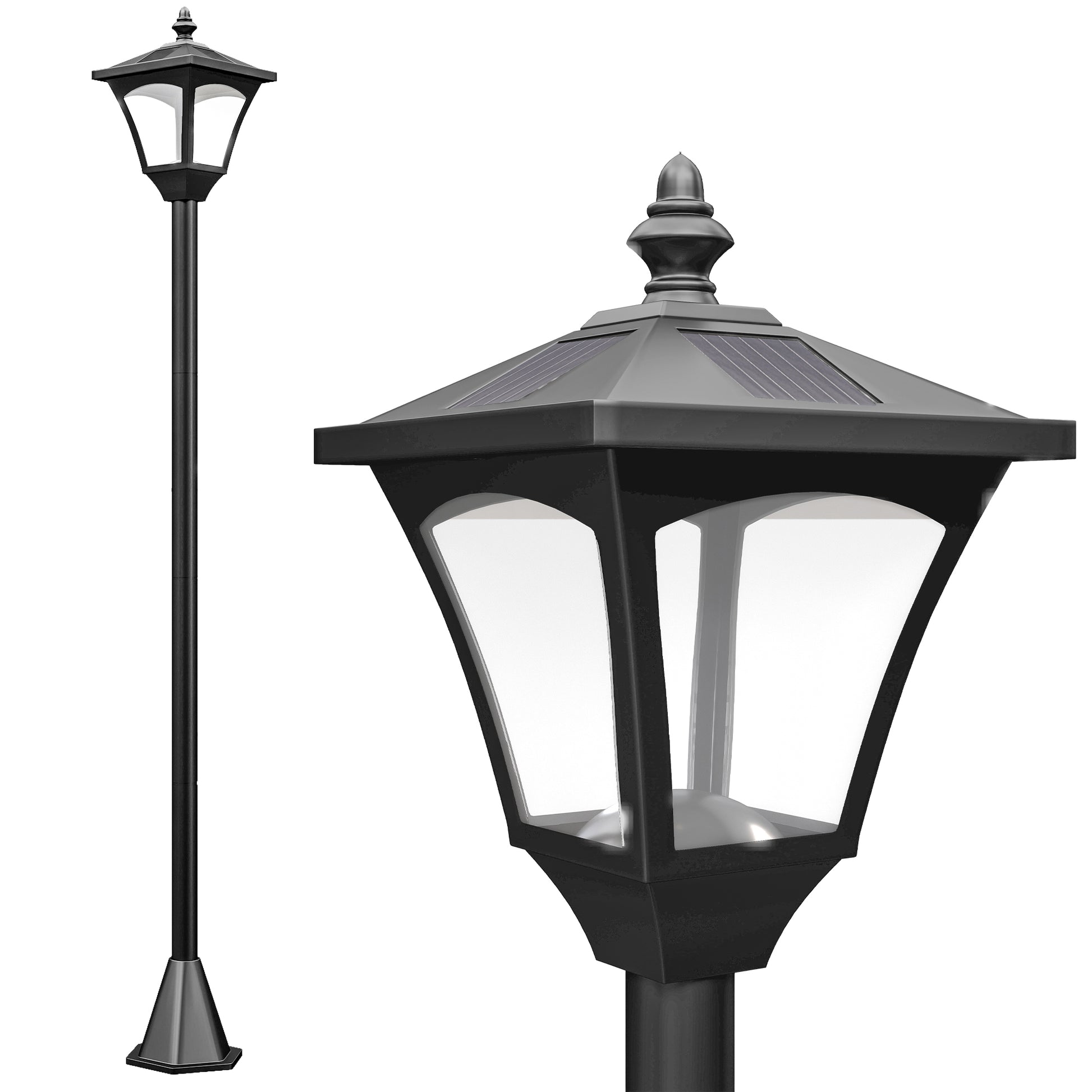 Outsunny Farol Solar De Jardín Ip44 Con Luces Inteligentes Led Exteriores_0