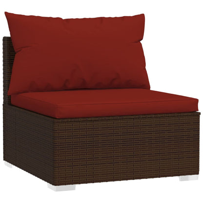 Set Muebles De Jardín Y Cojines 12 Pzas Ratán Sintético Marrón / Vetonek_2