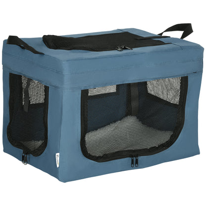 Pawhut Transportín Mochila Para Perros Gatos Cojín 48,5x34x34cm Azul_0