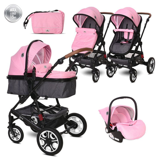 Carro De Bebé Tres Piezas Convertible Lora Hasta 15 Kg Candy Pink_0