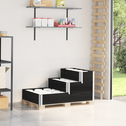 Arriate Elevado De 3 Niveles Madera Maciza Pino Negro 120x80 Cm_1