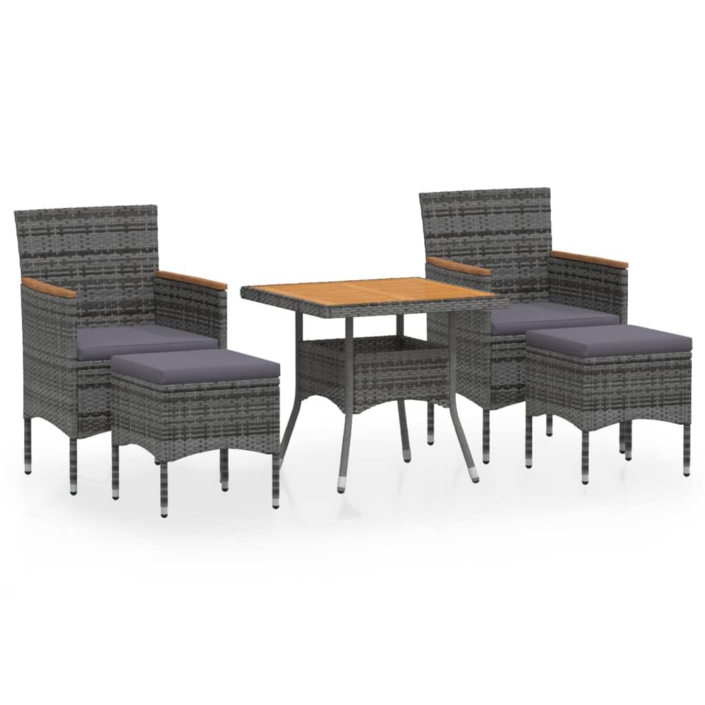 Vidaxl Set De Comedor Jardín 5 Pzas Ratán Sintético Madera Acacia Gris_0