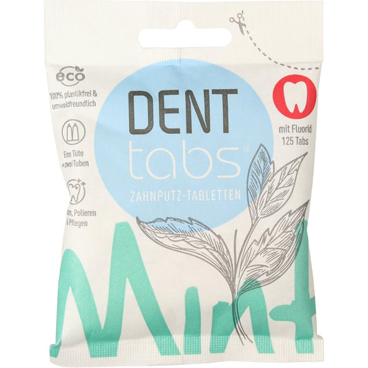 Pastilhas de pasta de dentes sólidas com flúor Dent tabs 125 unidades