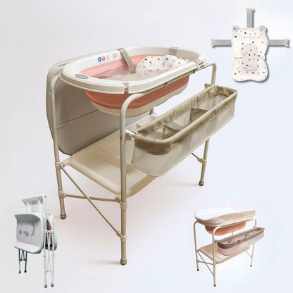 Bathby | Bañera Bebé 5 En 1 Plegable Con Soporte, Cojín Antideslizante, Cambiador (rosa Pro)_3