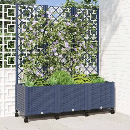 Jardinera Con Enrejado Y Ruedas Gris Azulado 120 X 40 X 146 Cm_1