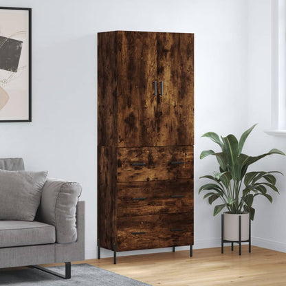 Aparador Alto Madera Contrachapada Roble Ahumado 69,5x34x180 Cm_0
