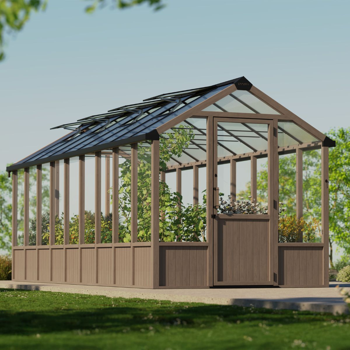 Estufa de Jardim Canopia NATURA Dupla Camada Policarbonato e Madeira de Cedro 641x237,5x261 cm Preto