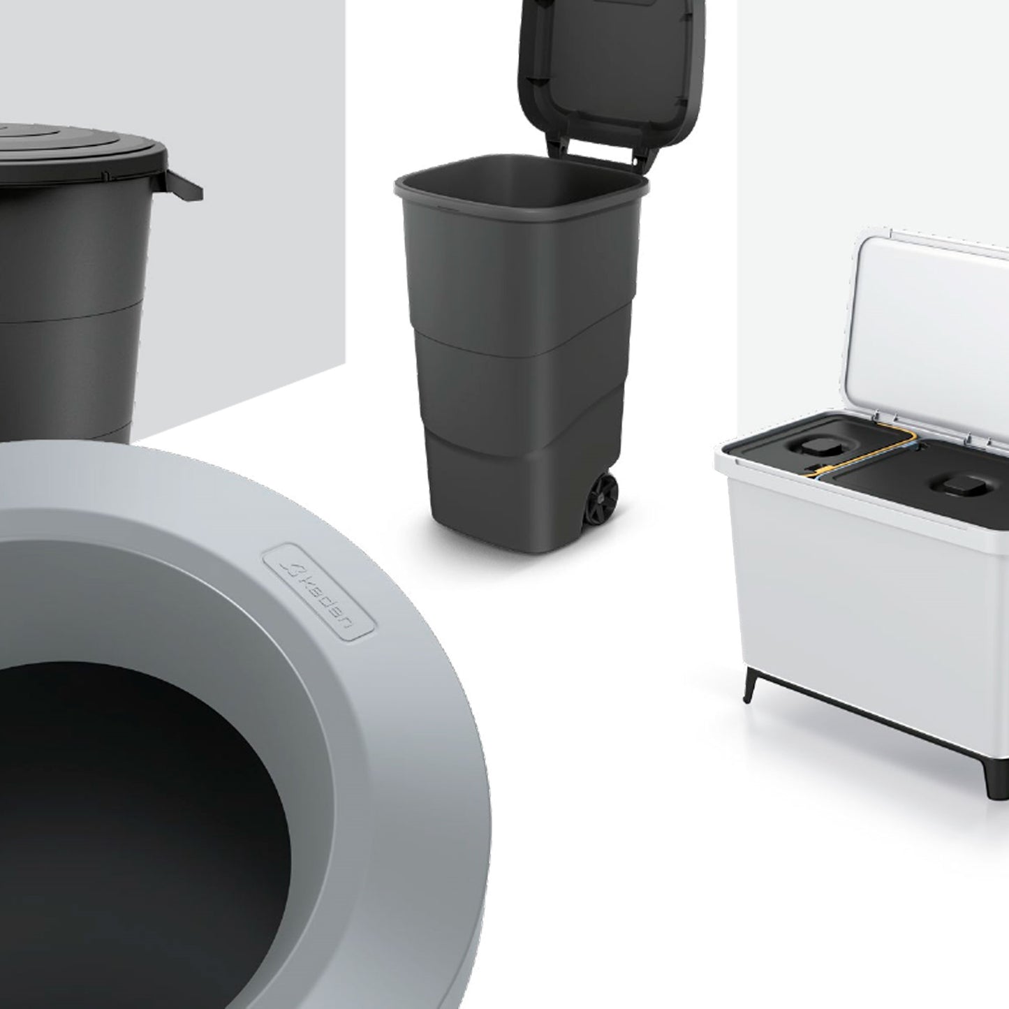 Cubo De Reciclaje 25l Keden En Plástico Con Práctica Tapa Abierta Color Marrón._3