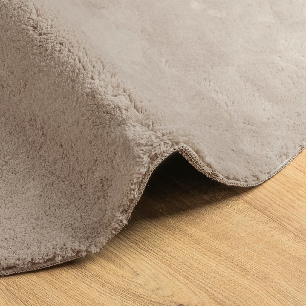 Alfombra De Pelo Corto Suave Lavable Huarte Arena Ø 100 Cm / Vetonek_0