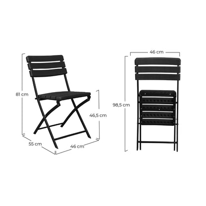 Pack 2 Sillas Plegables Efecto Madera Negro 55x46x81cm 7house_5