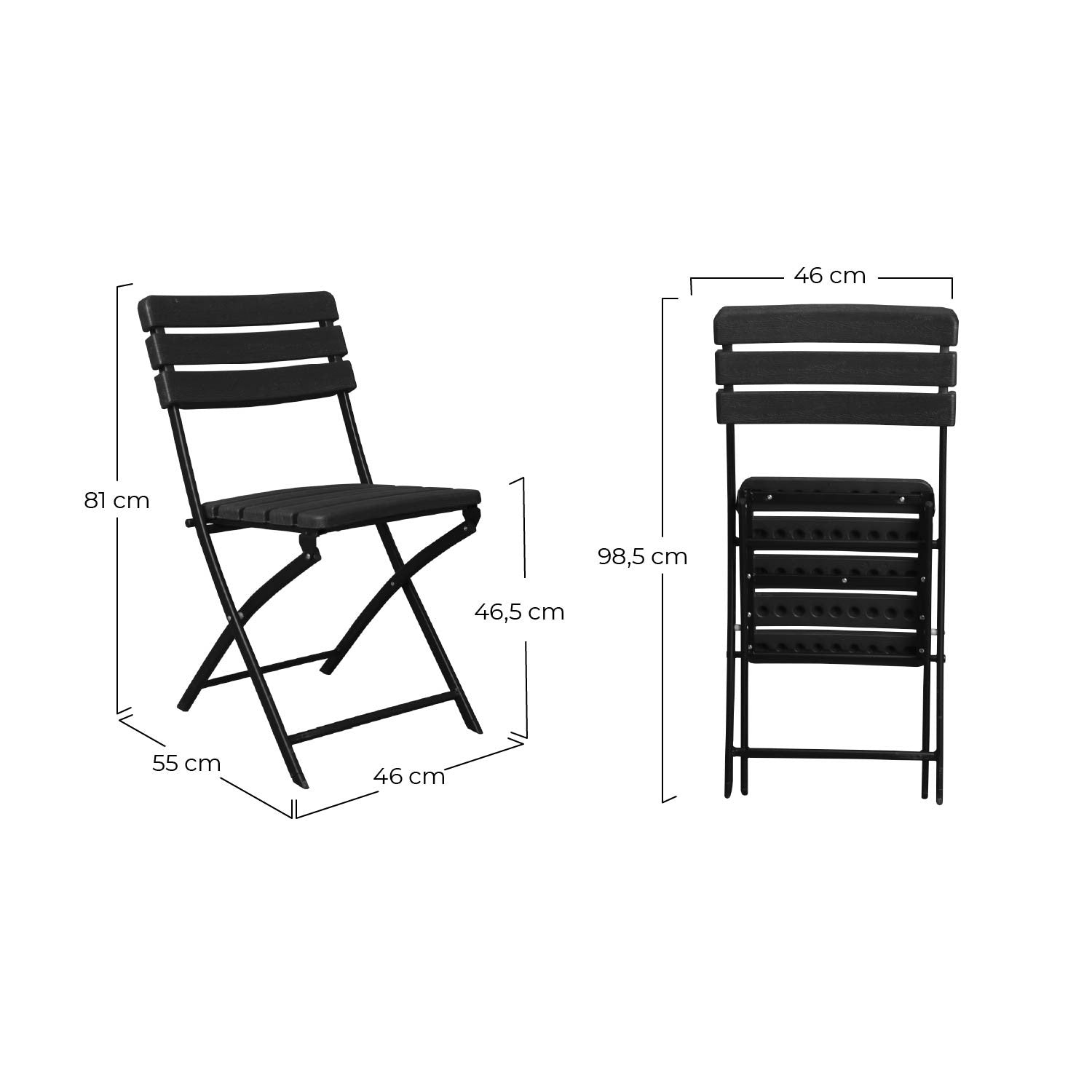 Pack 4 Sillas Plegables Efecto Madera Negro 55x46x81cm 7house_5