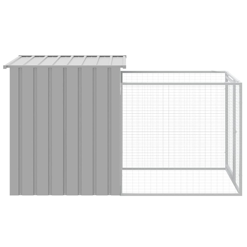 Vidaxl Caseta Para Perro Con Corral Gris Claro 110x201x110 Cm Acero Galvanizado_3