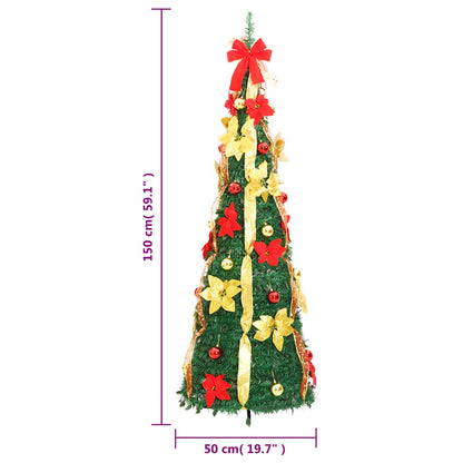 Vidaxl Árbol De Navidad Artificial Desplegable 100 Led Verde 150 Cm_2
