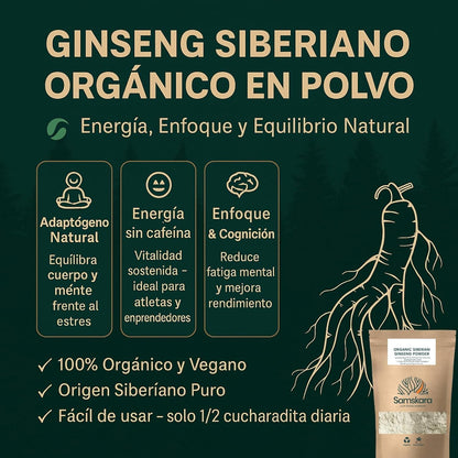 Ginseng Siberiano En Polvo Bio - 100g | Superalimento Ecológico Vegano Para Batidos, Smoothies Y Zumos_5