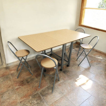 Well Home - Conjunto Mesa Y 4 Taburetes 'libro' En Madera_3