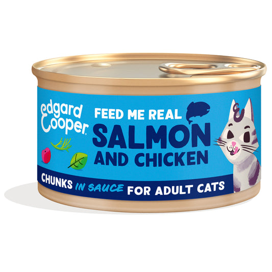 Edgard &amp; Cooper Ração Húmida para Gatos com Molho Salmão e Pedaços de Frango 85g