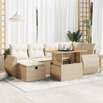 Set Sofás Jardín Y Cojines 8 Pzas Ratán Sintético Acacia Beige / Vetonek_1