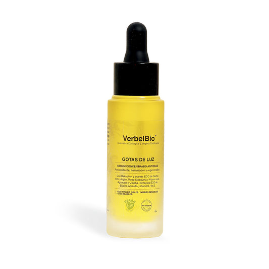 Serum Natural Gotas De Luz VerbelBio - Antioxidante, Antiflacidez y Antiarrugas. Iluminador. 11 aceites y Backuchiol_0