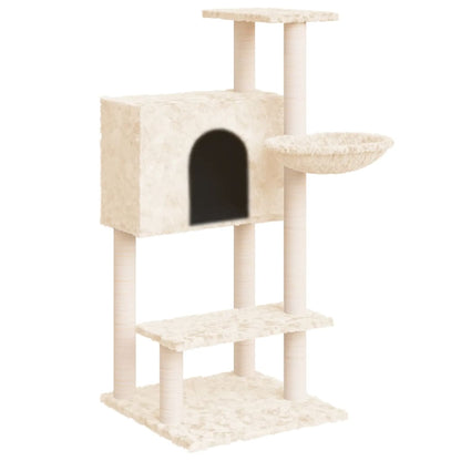 Rascador Para Gatos Con Postes De Sisal Crema 108,5 Cm_0